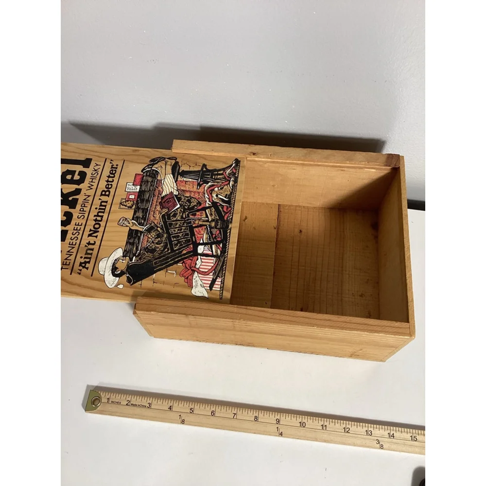 RARE George Dickel Tennessee Whiskey Wood Crate Collector Box Man Dog Christmas